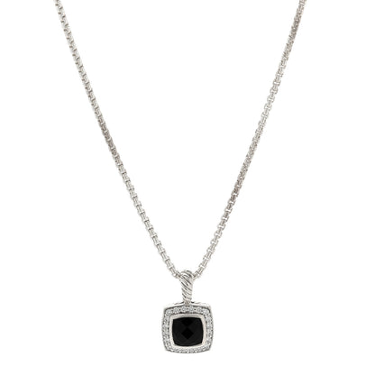 David Yurman Sterling Silver Diamond Black Onyx 7mm Petite Albion Necklace 1 of 4