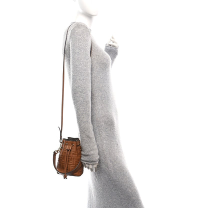 Fendi Vitello Cristallo Nature F is Fendi FF 1974 Embossed Mini Mon Tresor Bucket Bag Cuoio 3 of 9