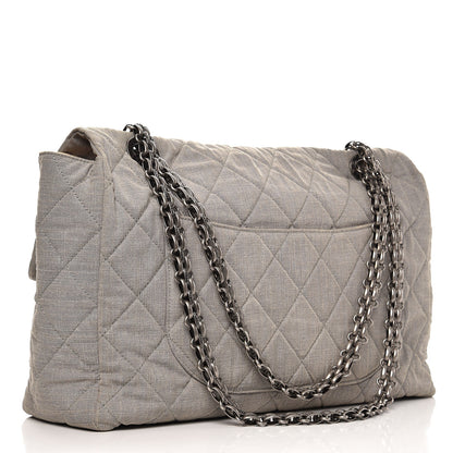 Chanel Canvas Quilted XXL Reissue Flap Grey 3 of 11
