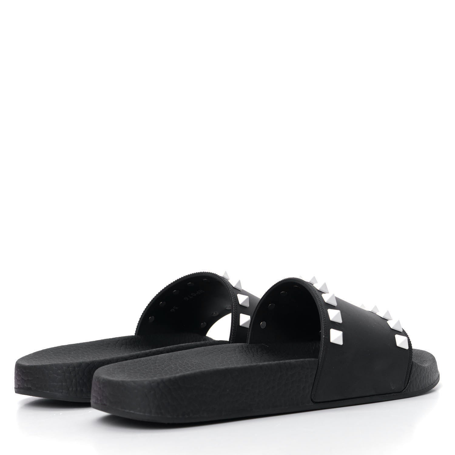Valentino Garavani Rubber Rockstud Slide Sandals 36 Black 2 of 5