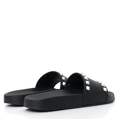 Valentino Garavani Rubber Rockstud Slide Sandals 36 Black 2 of 5