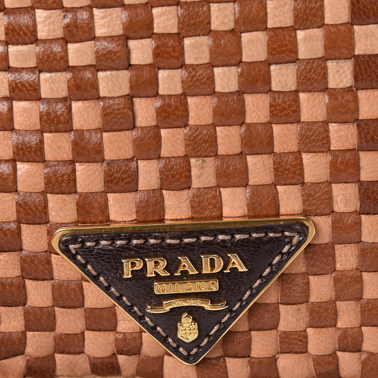 Prada Goatskin Woven Flap Crossbody Sughero Caramel 13 of 14