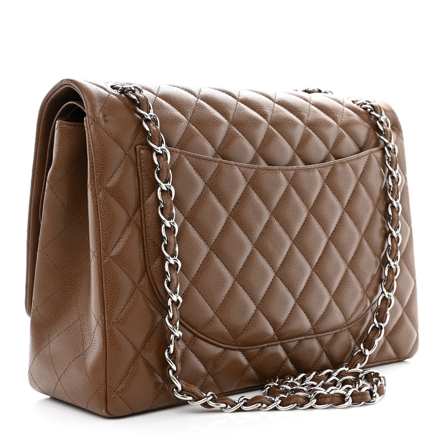 Chanel Caviar Quilted Maxi Double Flap Light Brown 3 of 12