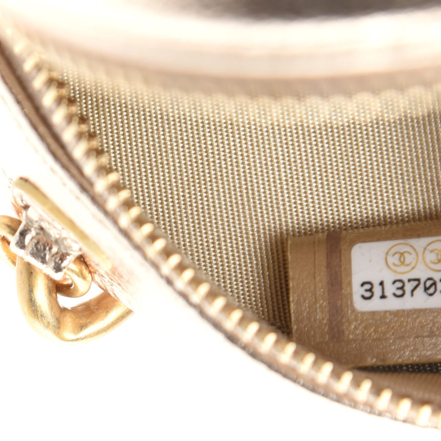 Metallic Lambskin Quilted Chanel 19 Round Clutch With Chain Gold