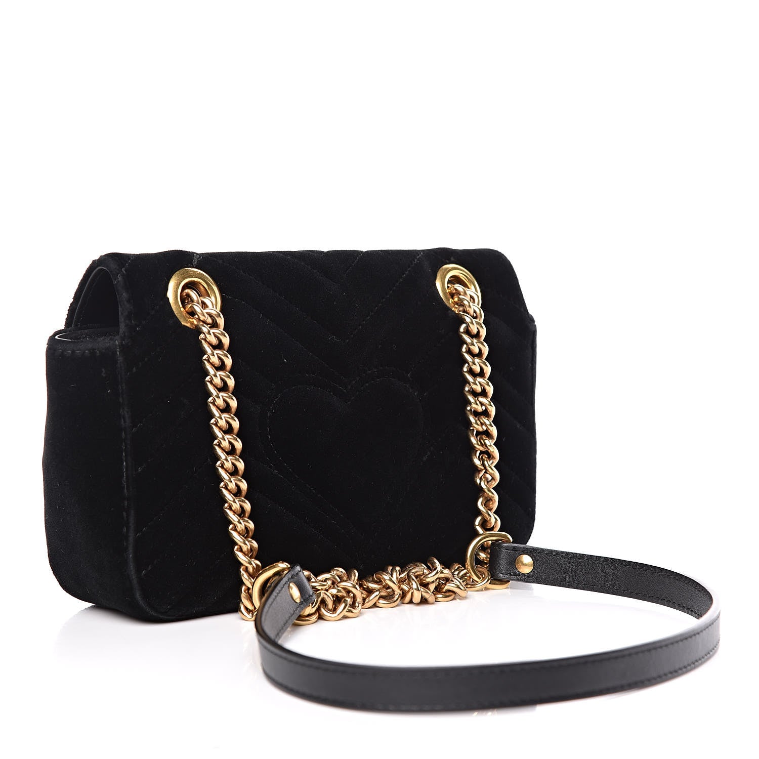 Gucci Velvet Matelasse Mini GG Marmont Shoulder Bag Black 3 of 11