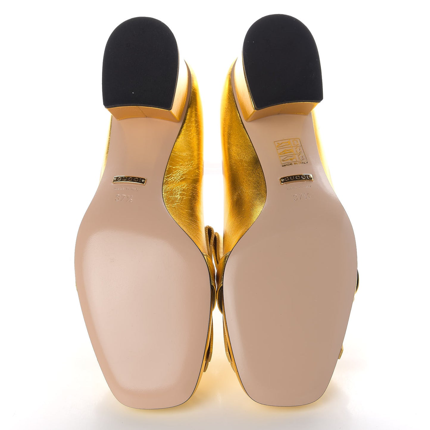 Metallic Nappa Pearly GG Marmont Fringe 50mm Loafer Pumps 37.5 Oro Vecchio