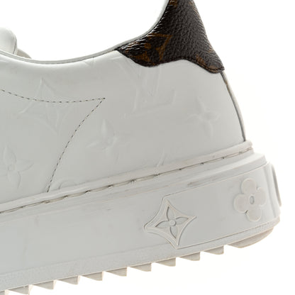Louis Vuitton Calfskin Monogram Debossed Time Out Sneakers 38 White 10 of 14