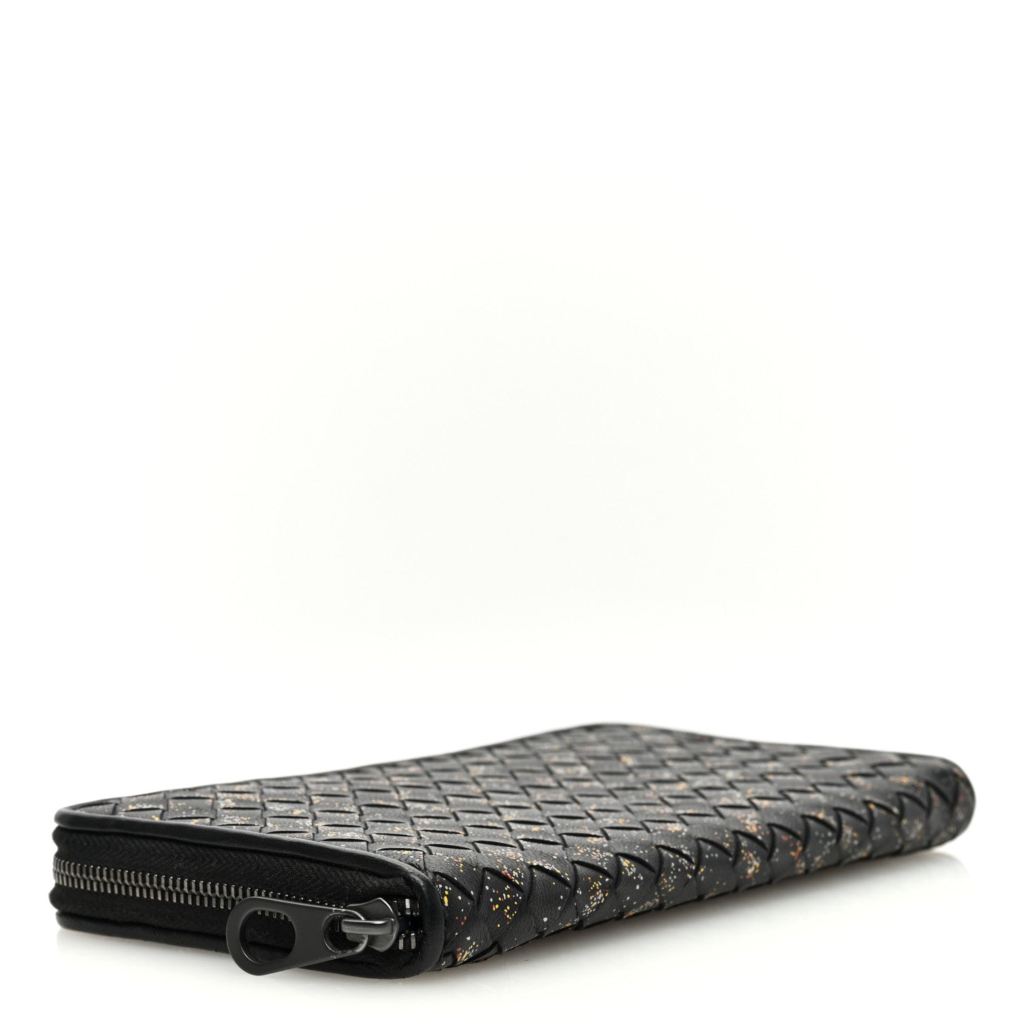 Bottega Veneta Nappa Intrecciato Paint Splatter Print Zip Around Wallet Black 4 of 7