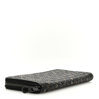 Bottega Veneta Nappa Intrecciato Paint Splatter Print Zip Around Wallet Black 4 of 7