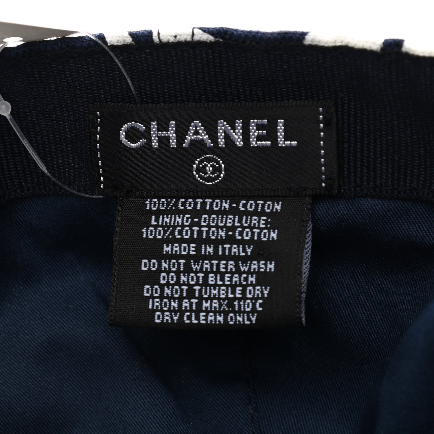 Chanel Cotton CC Coco Beach Cap Hat Navy Ivory 8 of 8