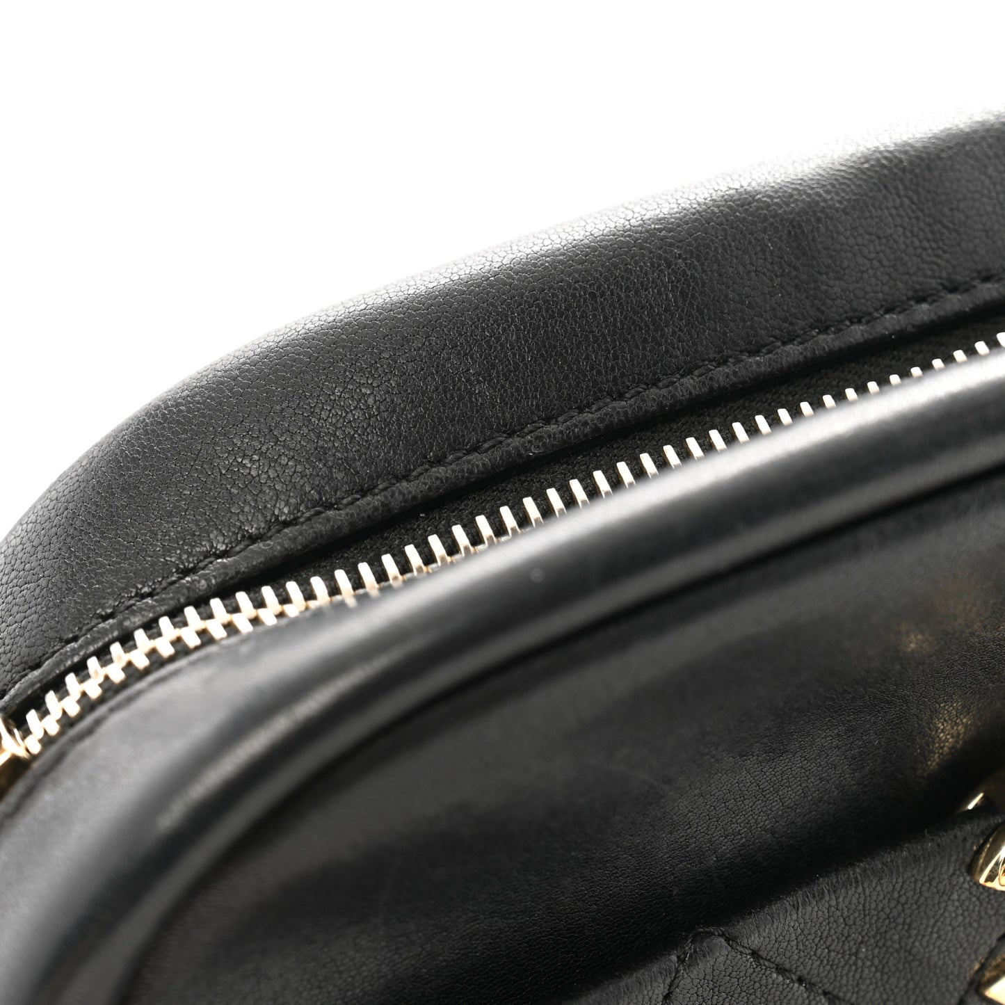 Goatskin Quilted Small Casual Trip Camera Case Black