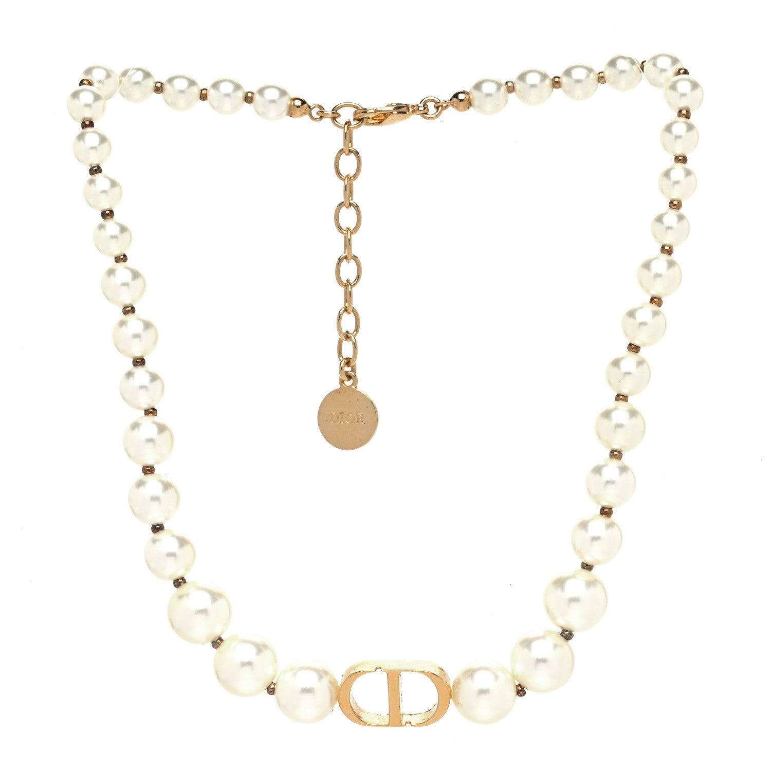 Christian Dior Pearl 30 Montaigne Choker Necklace Gold 1 of 5