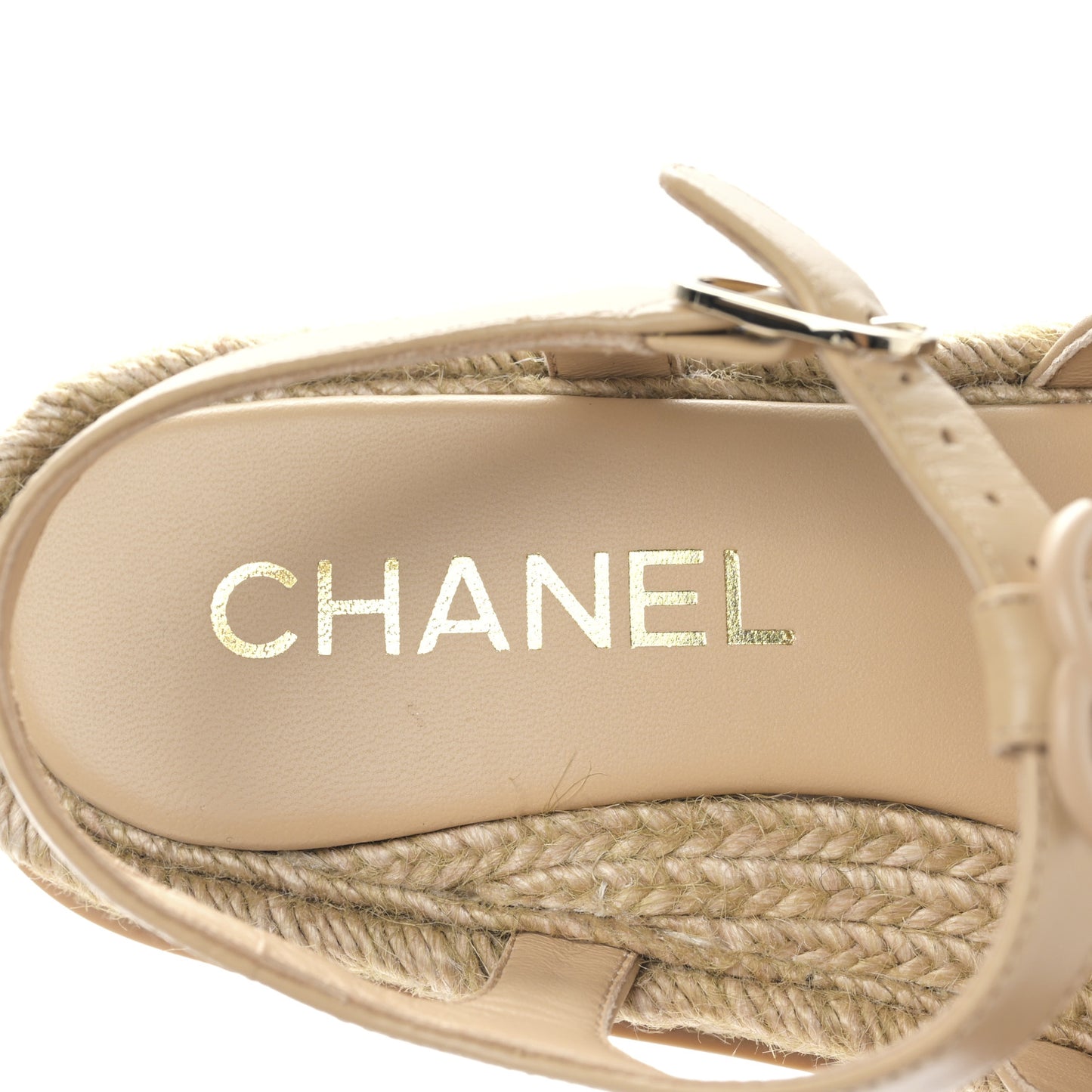 Lambskin Espadrille Sandals 37 Beige