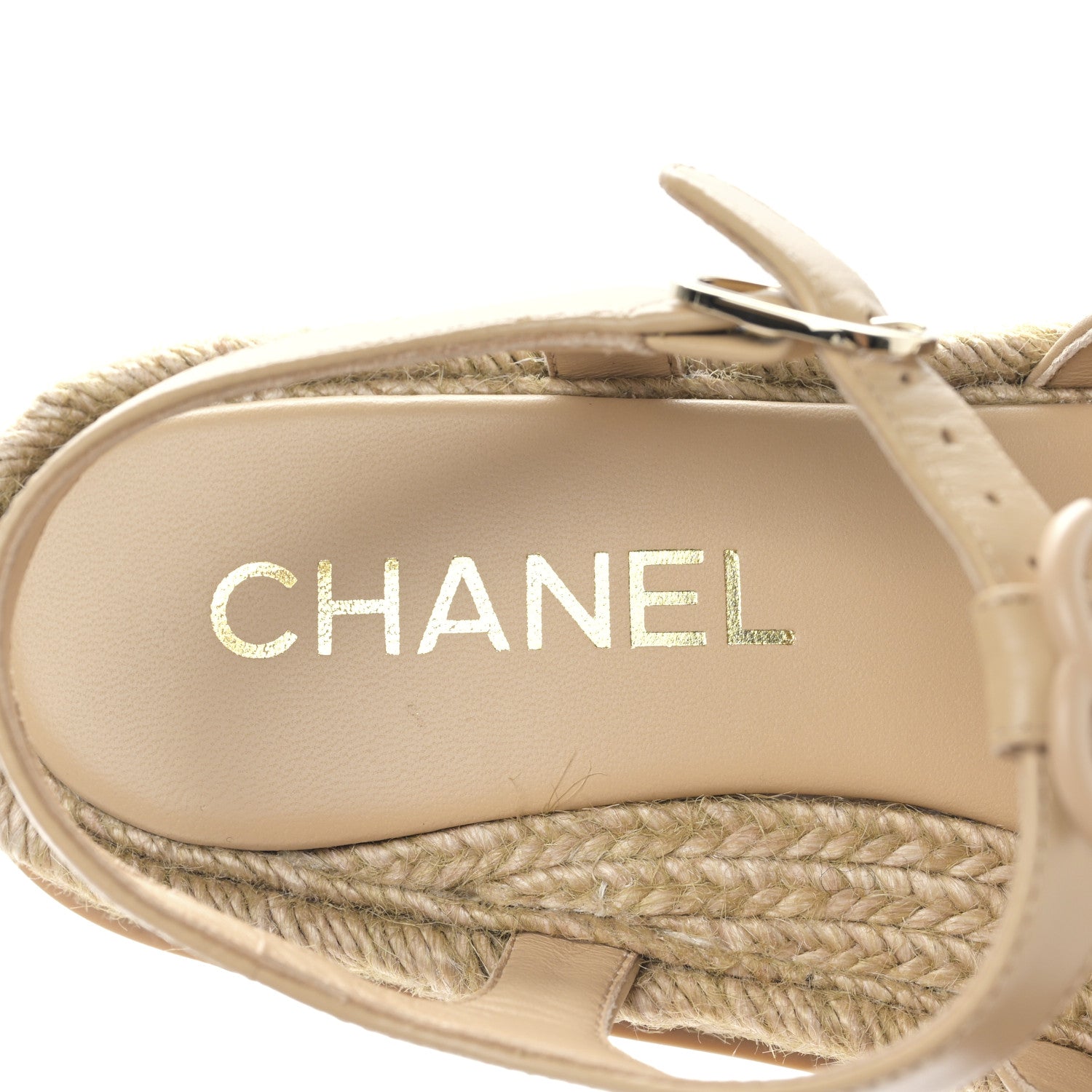Chanel Lambskin Espadrille Sandals 37 Beige 7 of 8