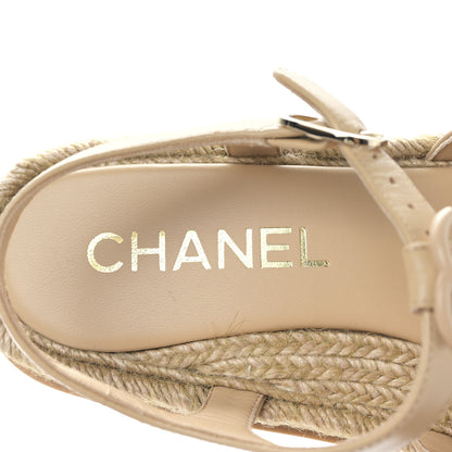 Chanel Lambskin Espadrille Sandals 37 Beige 7 of 8