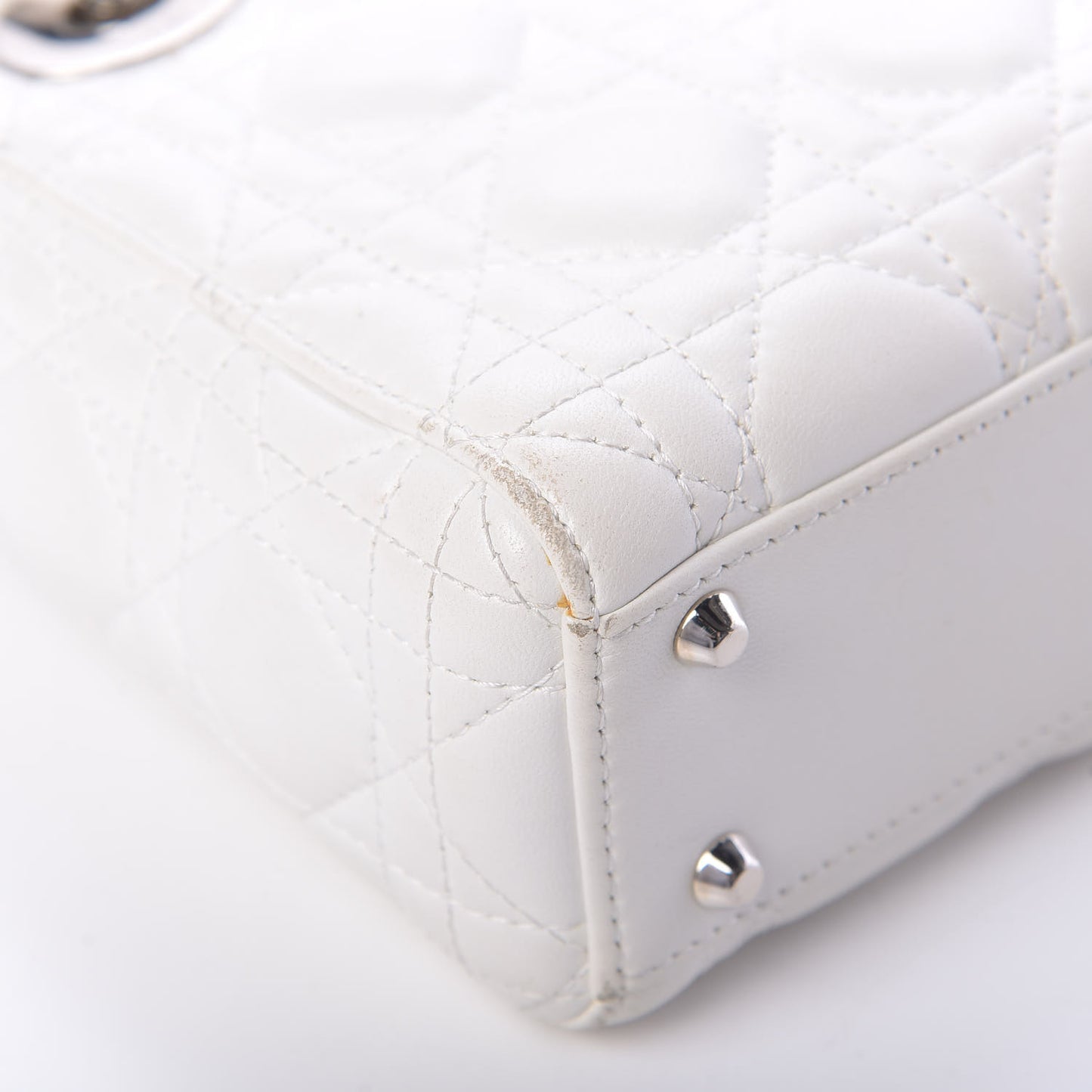 Lambskin Cannage Mini Lady Dior White