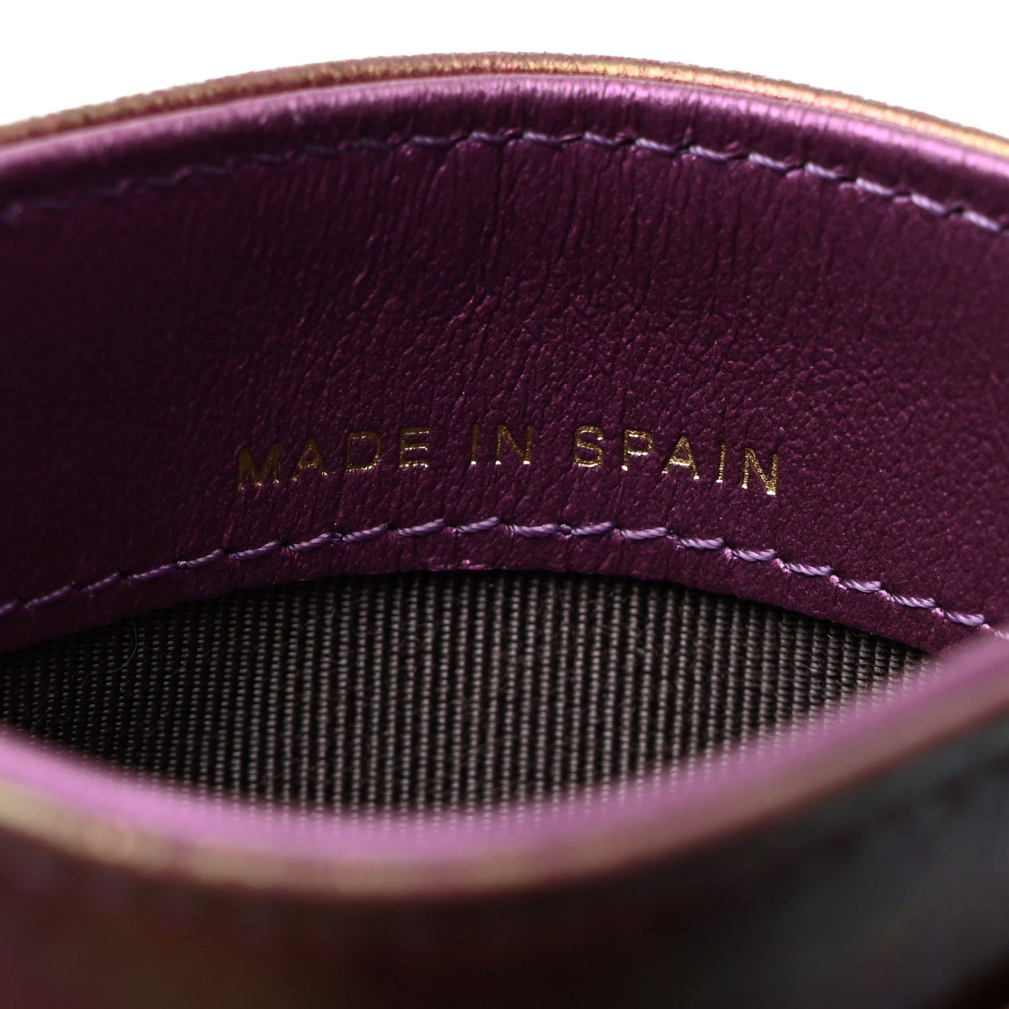 Iridescent Lambskin Quilted Card Holder Purple
