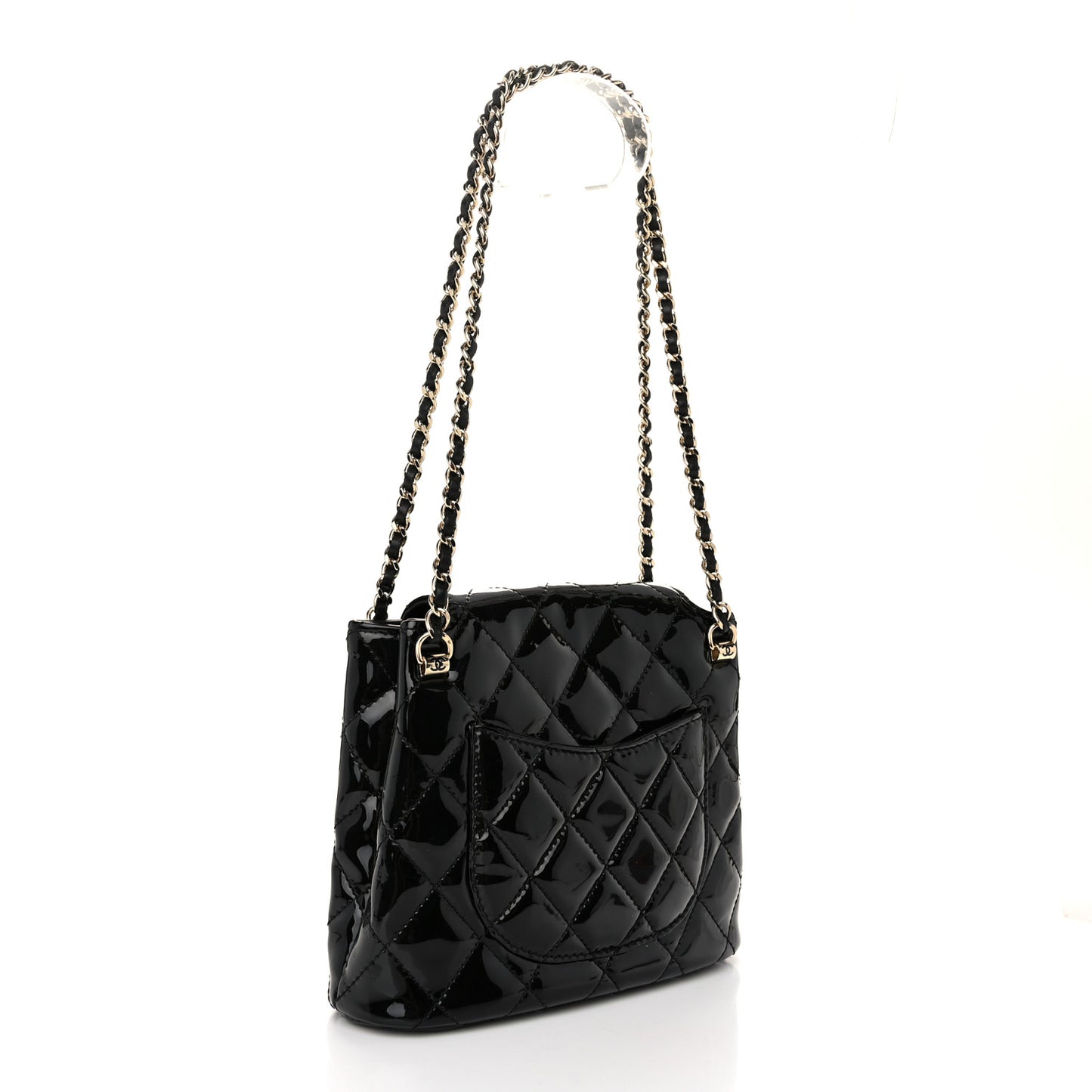 Patent Quilted Shiny Coco Small Flap Hobo Black