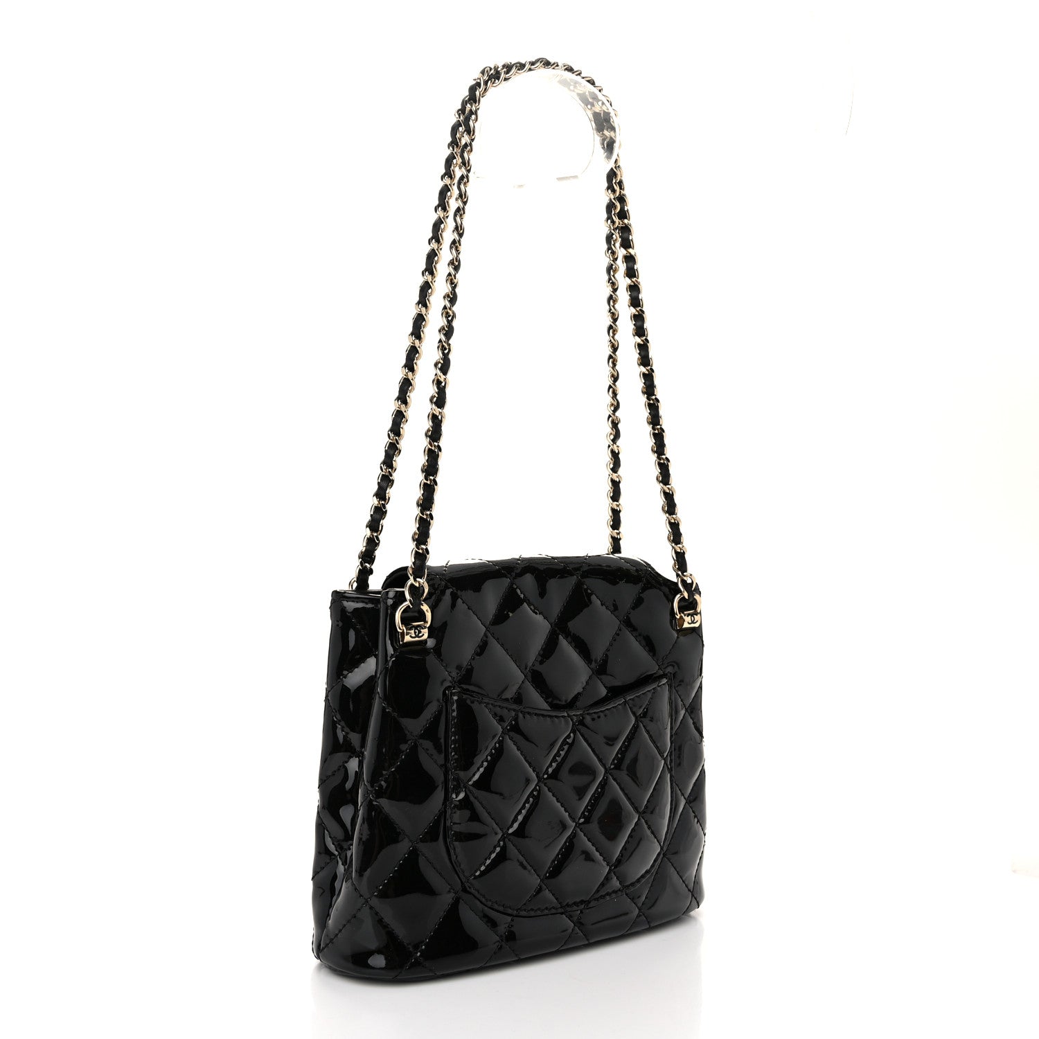 Chanel Patent Quilted Shiny Coco Small Flap Hobo Black 3 of 10