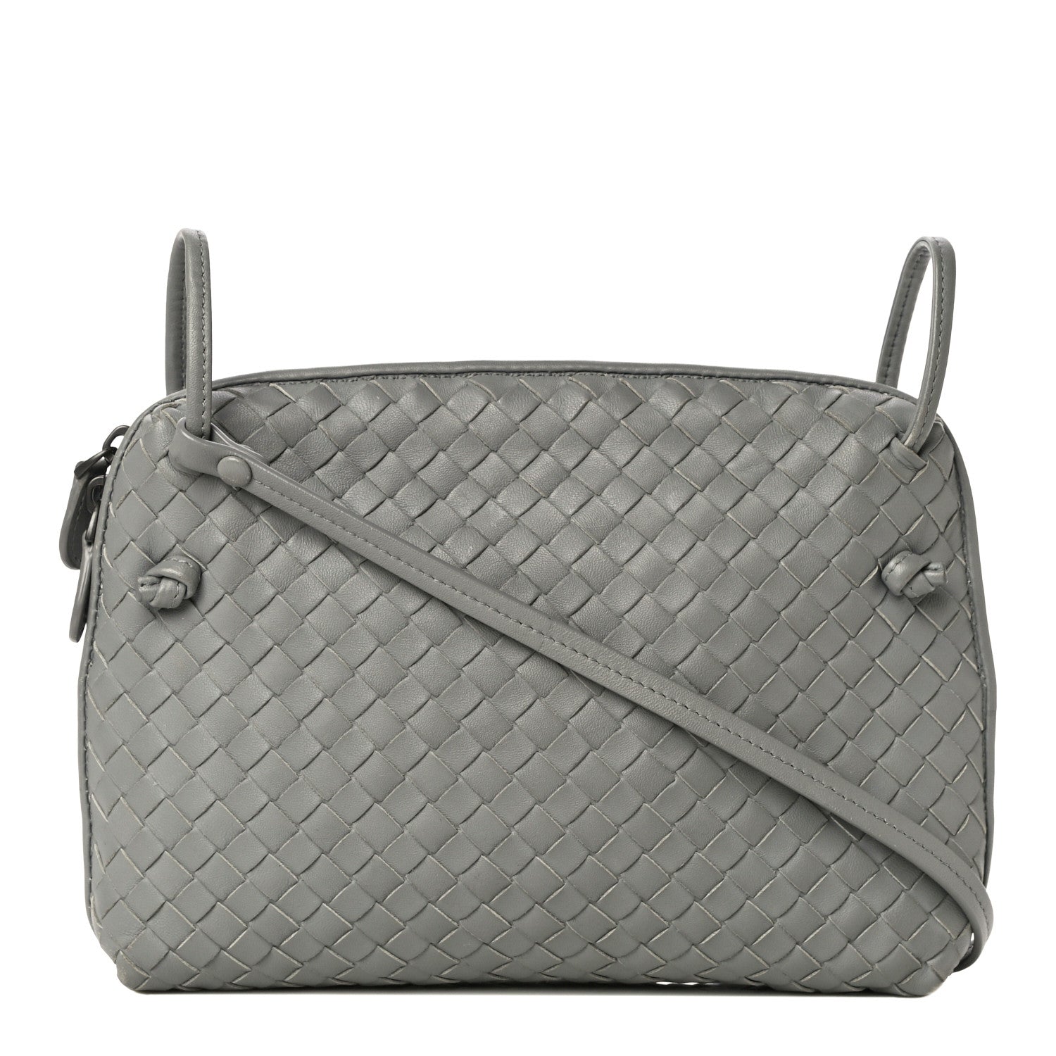 Bottega Veneta Nappa Intrecciato Nodini Crossbody Messenger Light Grey 1 of 13