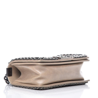 Chanel Glazed Calfskin Quilted Small Boy Chained Flap Beige 4 of 15