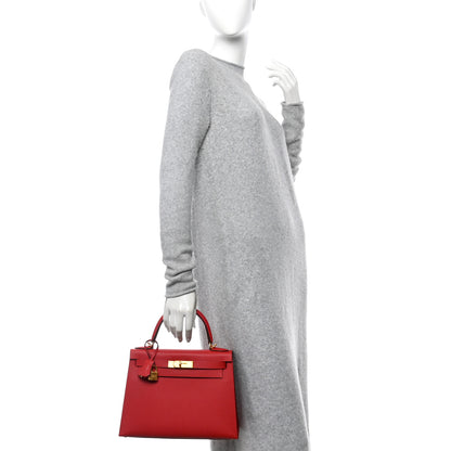 Hermes Epsom Horseshoe Kelly Sellier 28 Rouge Casaque 2 of 11