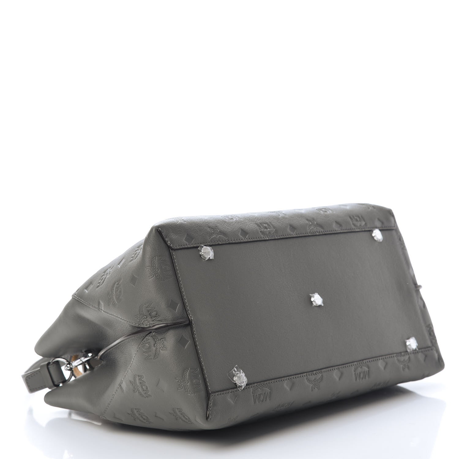MCM Calfskin Ottomar Monogram Large Essential Tote Charcoal 4 of 10