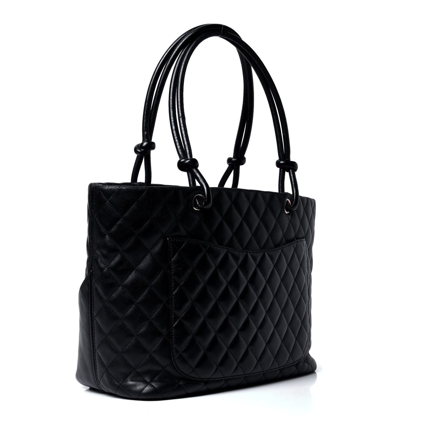 Calfskin Quilted Large Cambon Tote Black White
