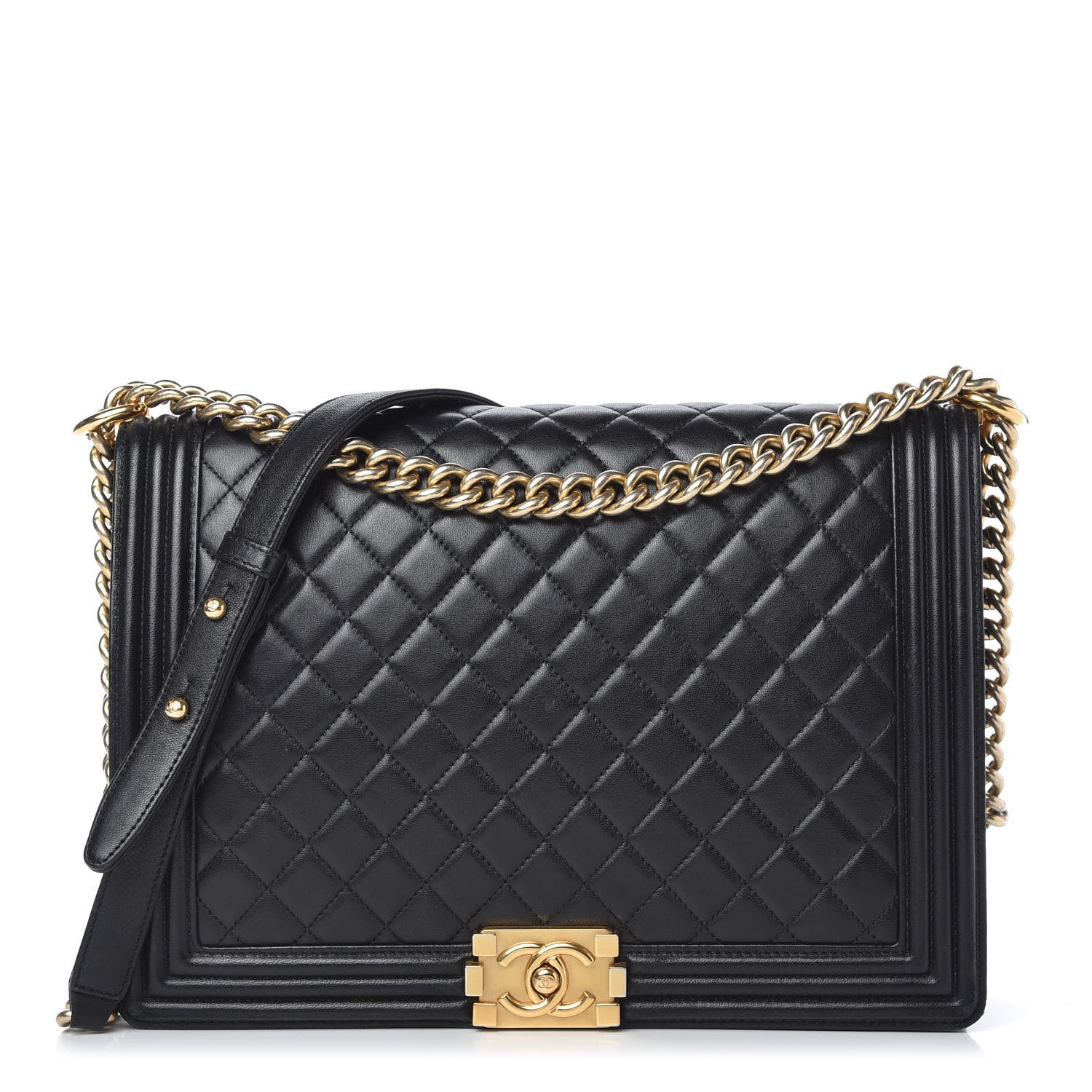 Chanel Lambskin Quilted Large Boy Flap Black 1 of 10