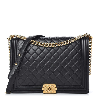Chanel Lambskin Quilted Large Boy Flap Black 1 of 10