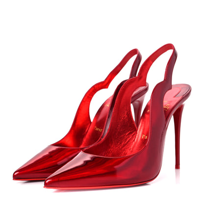Christian Louboutin Metallic Calfskin Hot Chick Slingback 100 Pumps 39 Red 3 of 8