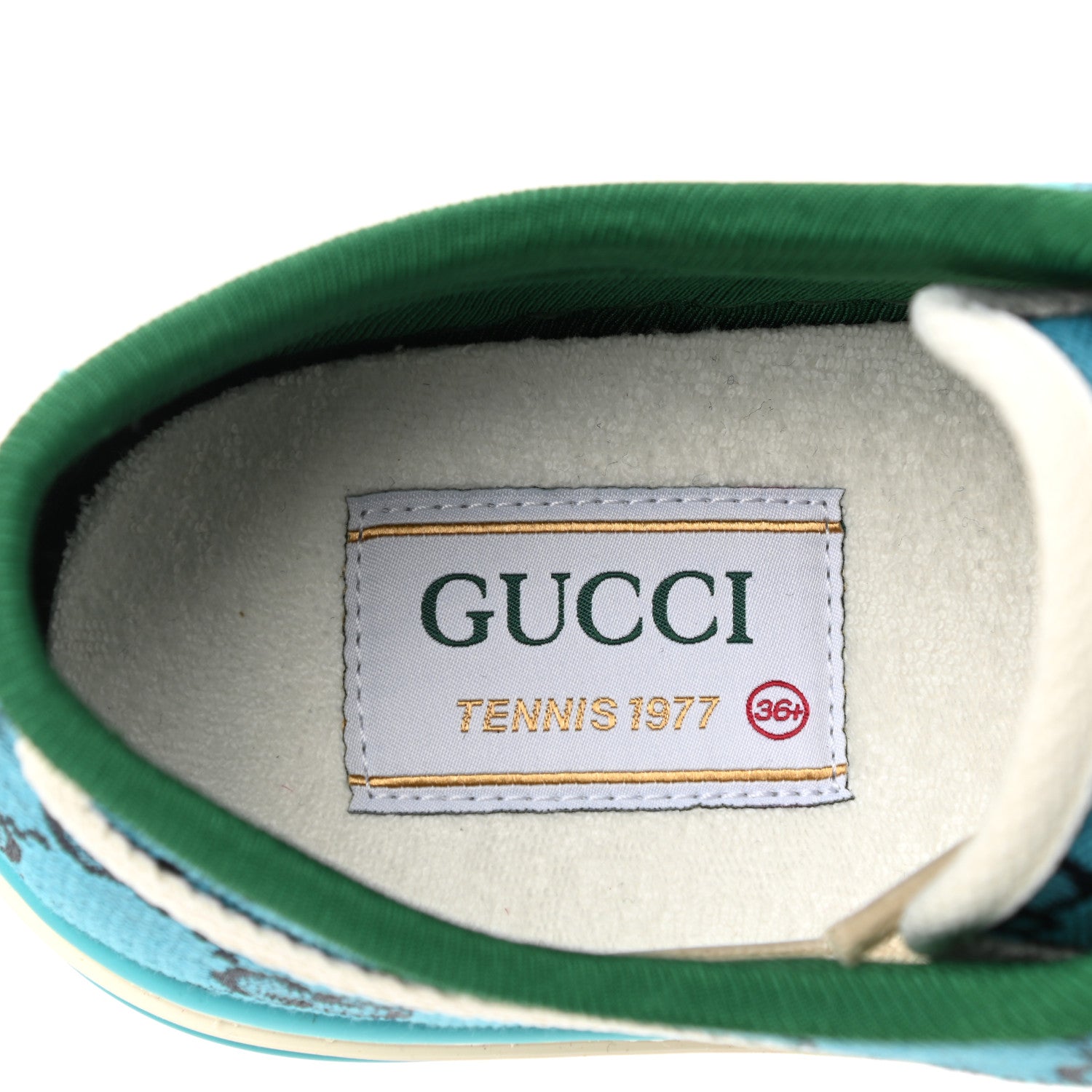Gucci GG Monogram Multicolor Web Womens 1977 Tennis Sneakers 36.5 Light Blue Mystic White 7 of 8
