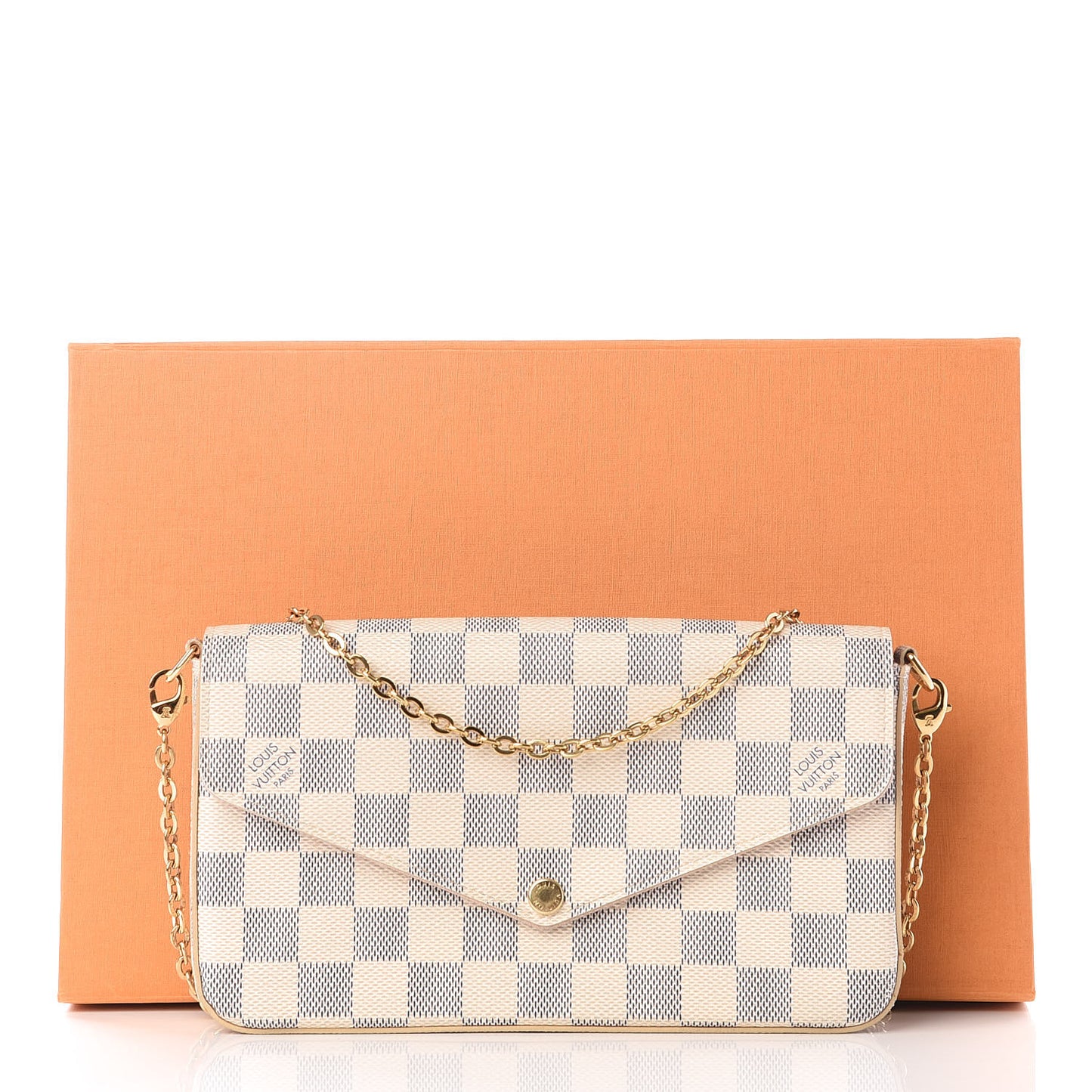 Damier Azur Pochette Felicie Chain Wallet Rose Ballerine