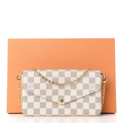 Louis Vuitton Damier Azur Pochette Felicie Chain Wallet Rose Ballerine 11 of 11