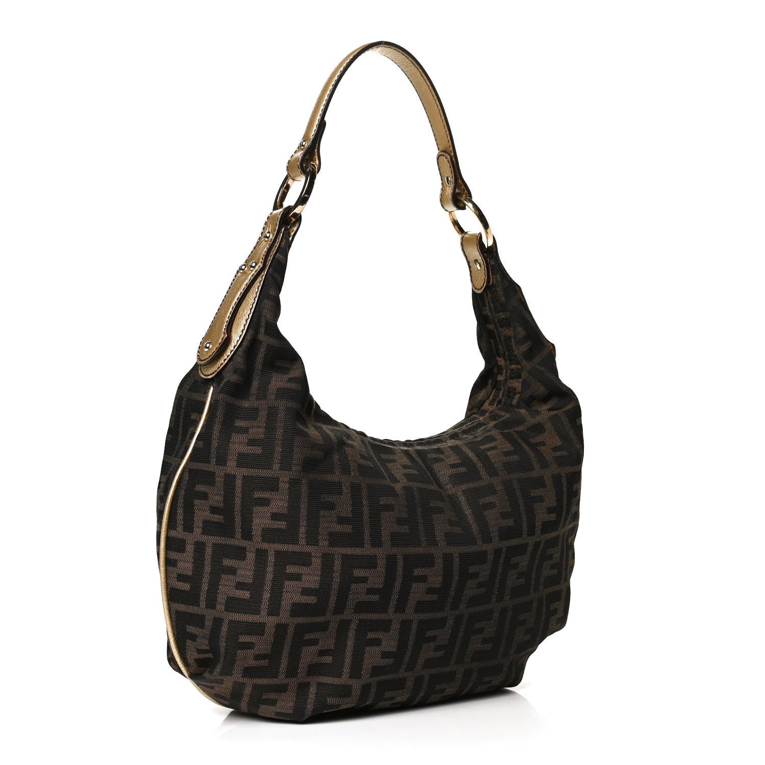 Fendi Zucca Laminated Vachetta Small Chef Hobo Tobacco Bronzo 2 of 12