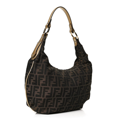 Fendi Zucca Laminated Vachetta Small Chef Hobo Tobacco Bronzo 2 of 12