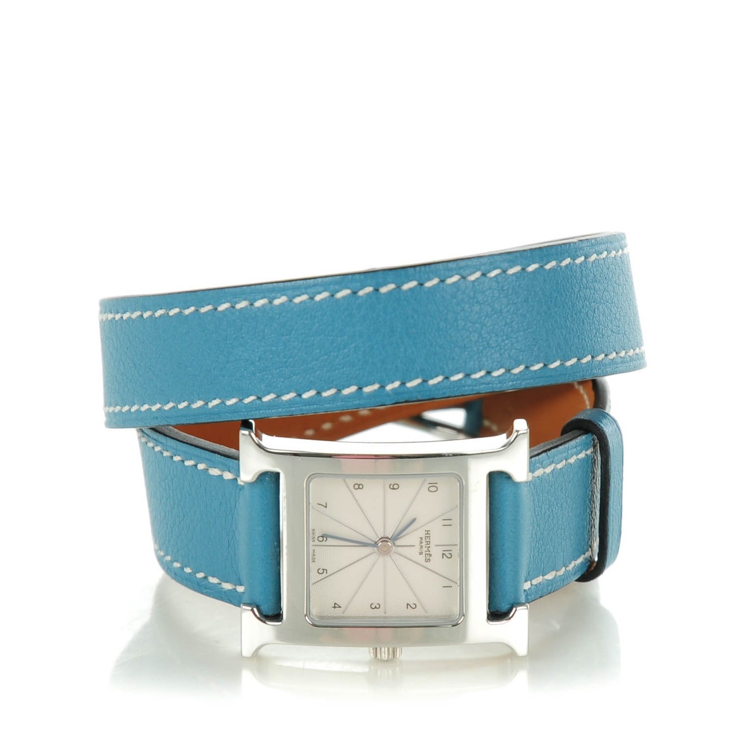 Stainless Steel Swift 21mm Heure H Hour Double Tour Quartz Watch Blue Jean