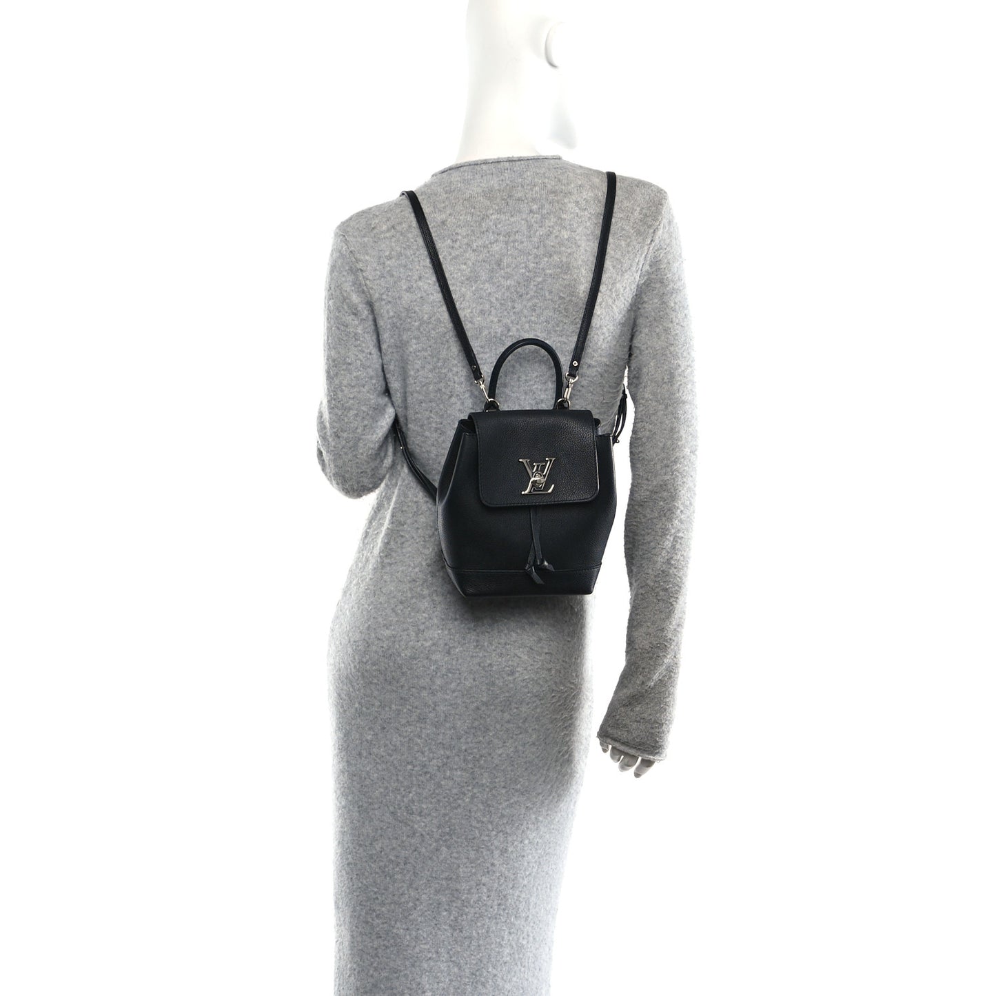 Calfskin Lockme Mini Backpack Black