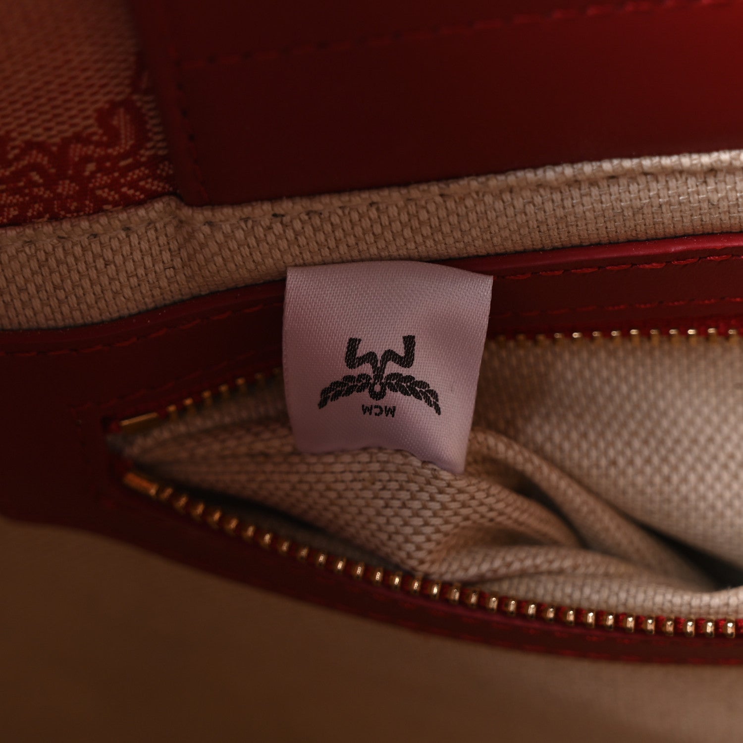 MCM Lauretos Nappa Medium Himmel Shopper Tote Red 6 of 9