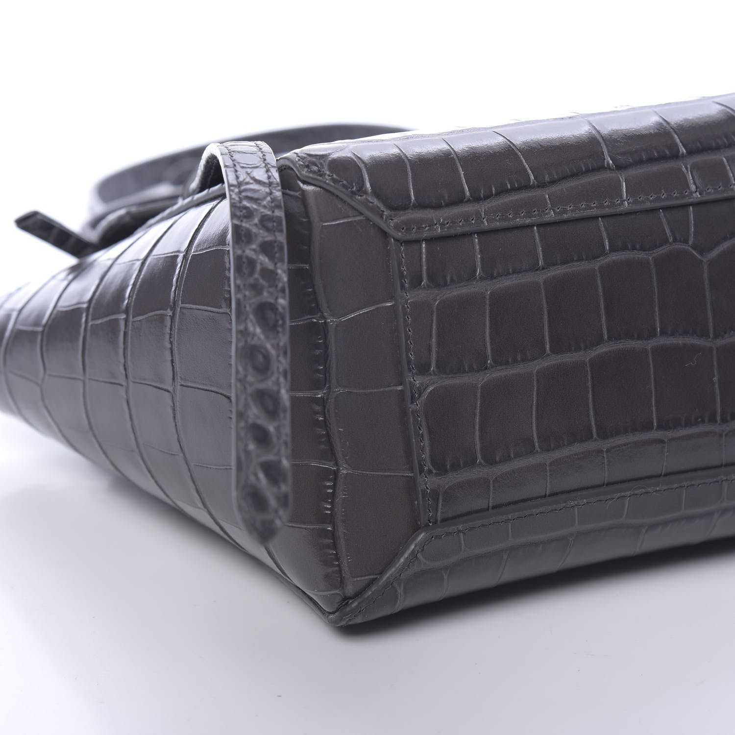 Celine Calfskin Crocodile Embossed Nano Belt Bag Grey 10 of 11