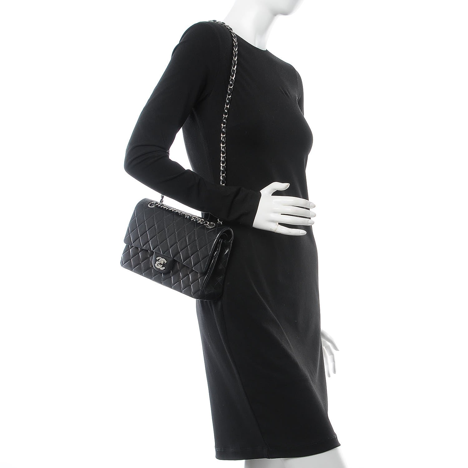 Chanel Lambskin Quilted Medium Double Flap Black 2 of 8