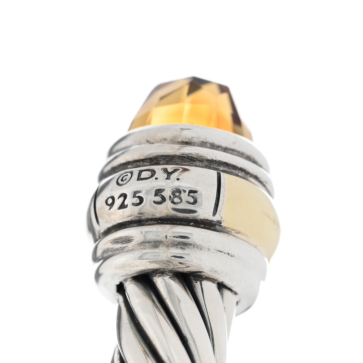 David Yurman Sterling Silver 14K Yellow Gold Citrine 5mm Cable Classics Bracelet 3 of 3