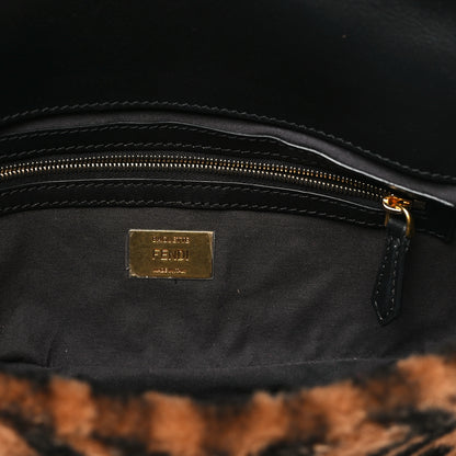 Fendi Shearling Vitello Dolce Macro FF 1974 Baguette Tobacco Black 6 of 10