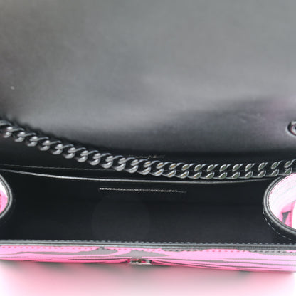 Saint Laurent Grain De Poudre Zebra Print Small Monogram Kate Satchel Fuxia Black 4 of 7