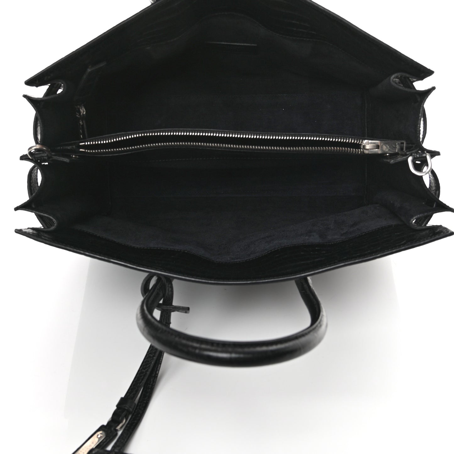 Calfskin Crocodile Embossed Small Supple Sac de Jour Black