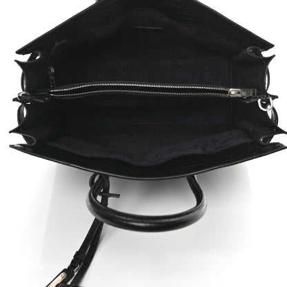 Saint Laurent Calfskin Crocodile Embossed Small Supple Sac de Jour Black 5 of 11