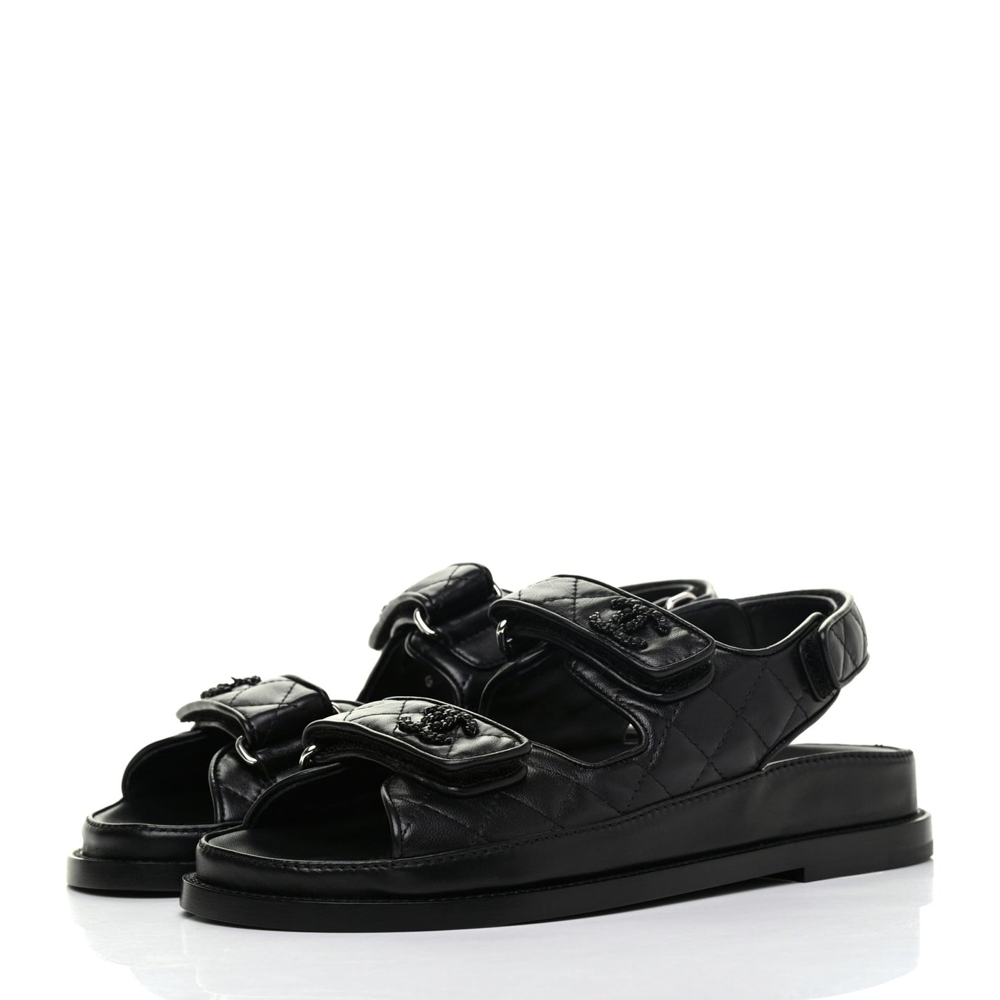 Lambskin Velcro Dad Sandals 36 Black