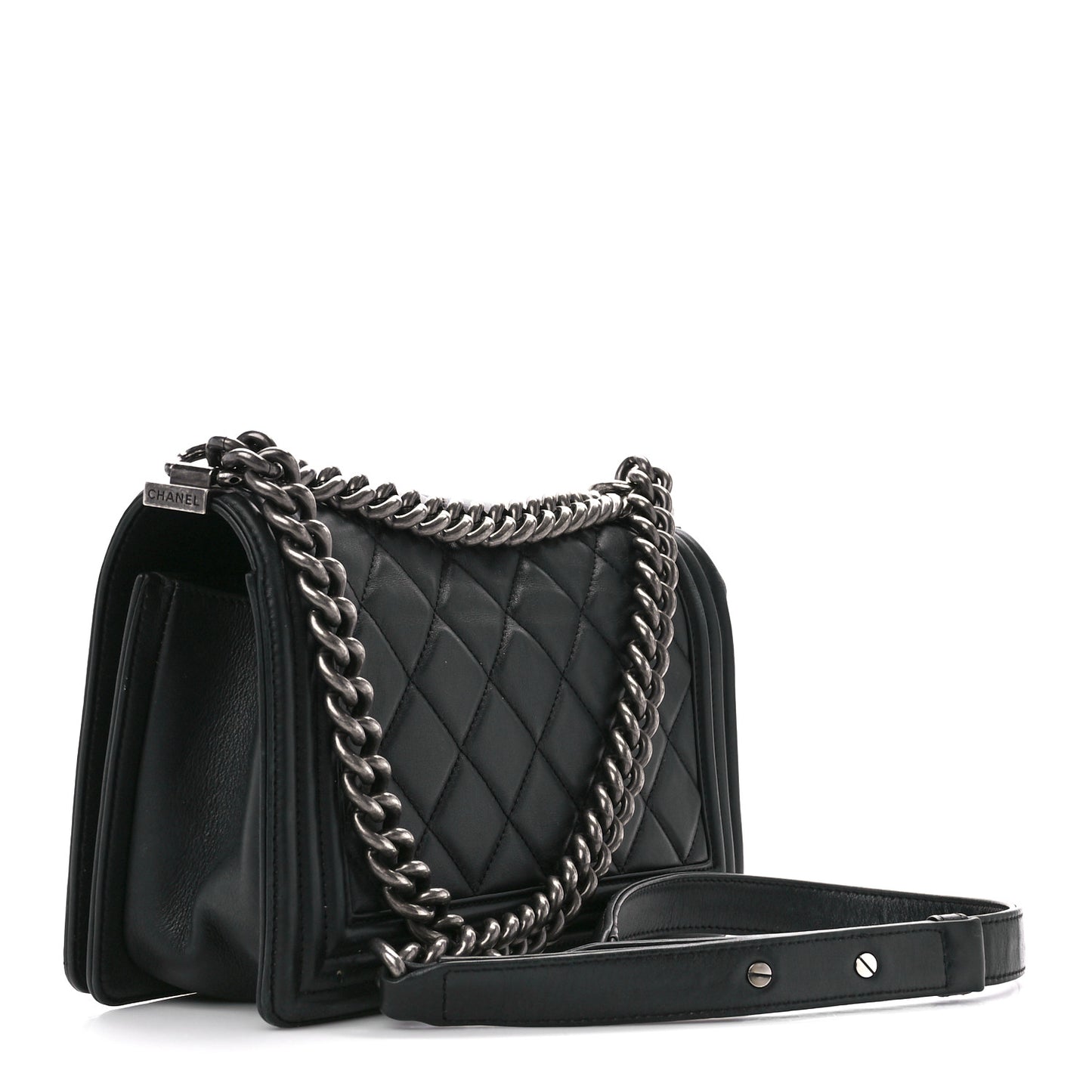 Calfskin Quilted Medium Boy Flap Black