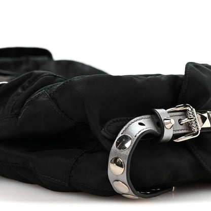 Prada Nylon New Vela Studded Messenger Bag Black 10 of 11