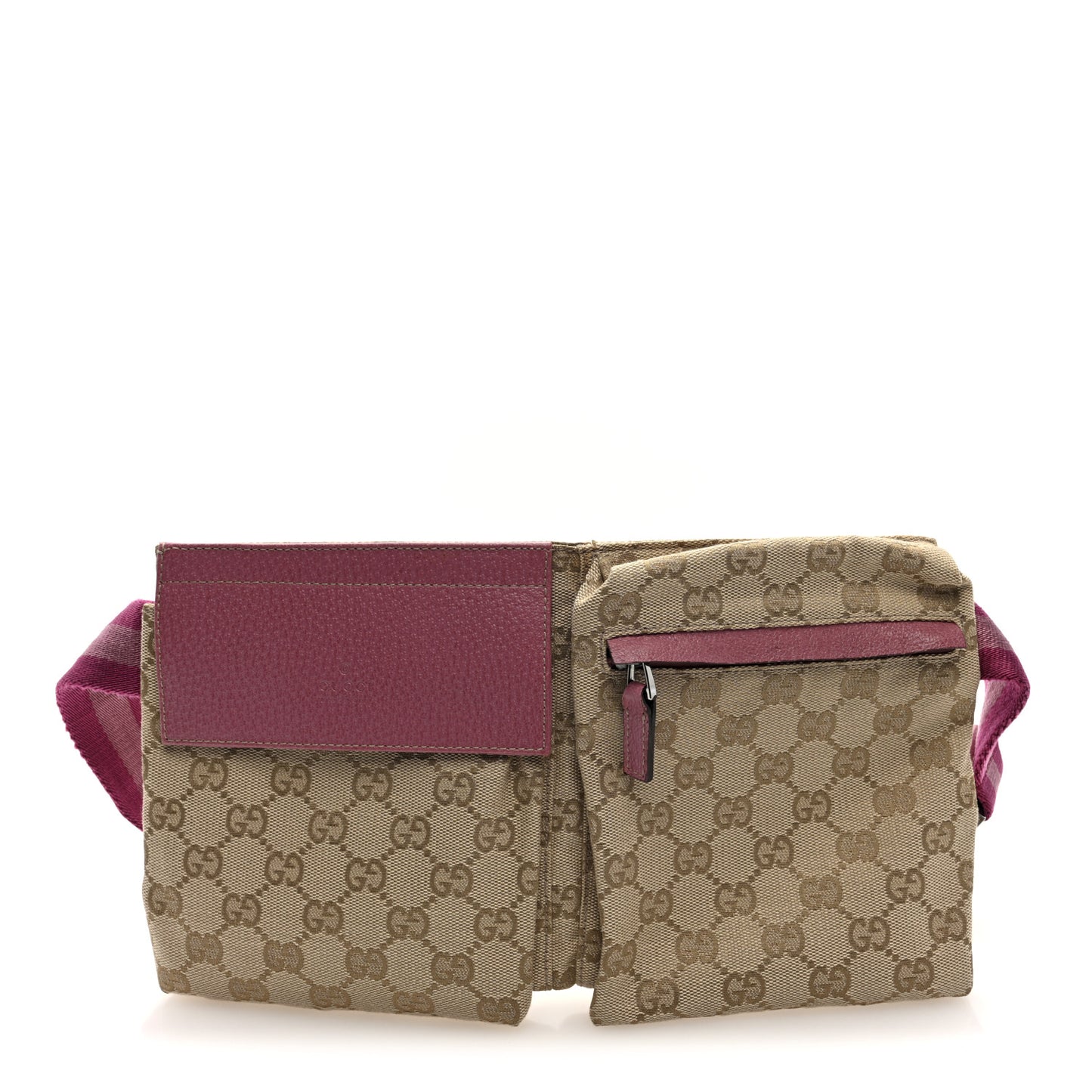GG Monogram Web Double Pocket Belt Bag Pink